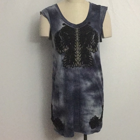 3.1 Phillip Lim Embroidered Tie Dye Navy Dress Med